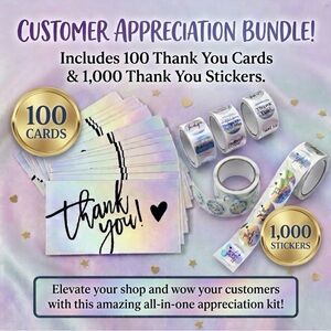 100 Than You Cards & 1000 Stickers